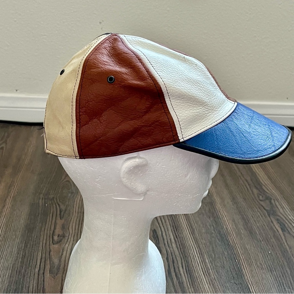 Multicolor Leather Patchwork Cap - image 7
